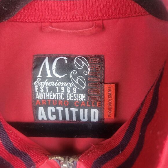 Arturo Calle Actitud Chaqueta Track Jacket Small Red Full Zip Pockets Anchor - Picture 4 of 16